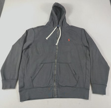 Polo Ralph Lauren Hoodie Mens XL Black Full Zip Fleece Sweatshirt Pony Logo