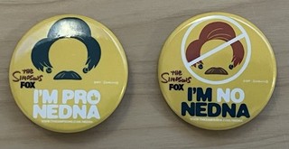 Fox The Simpsons NEDNA (I'M PRO & I'M NO) Promo Button Badge Pin