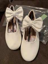 NEW Girls 1st Communion White Ballet Flats Bow Mary Jane Style Dress Shoes