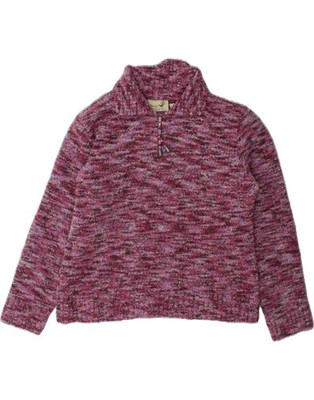 O'NEILL Damen Pullover Pulli mit Reißverschluss am Ausschnitt UK 16 Large rosa gefleckt Acryl BB06