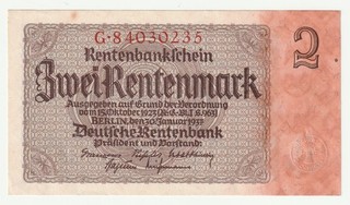 2 Rentenmark 1937 Rentenbank.