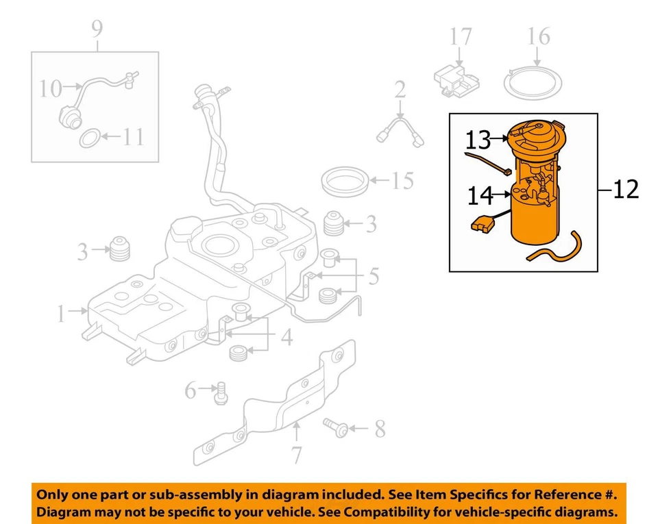 Fuel Pump VIN Model Fp 7th And 8th Digit 2.0L Fits 13-17 AUDI Q5 860508 Foto 2 de 4
