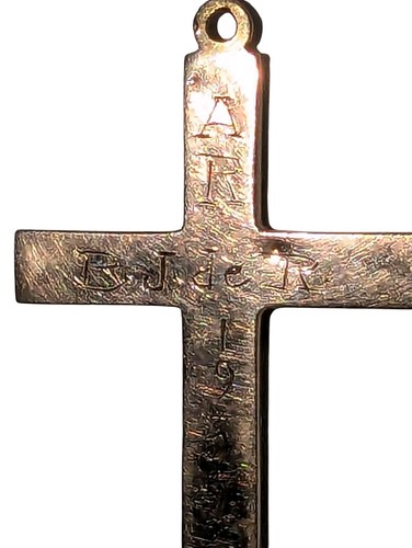 Vintage Cross Stamped 10K Rose Gold Etched Pendant Dated 1937 Crucifix - Picture 6 of 11