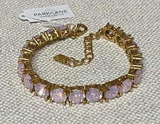 Park Lane Pink Opal Gold Tone IMPRESSION Tennis Bracelet 40 Carats Crystals NWT