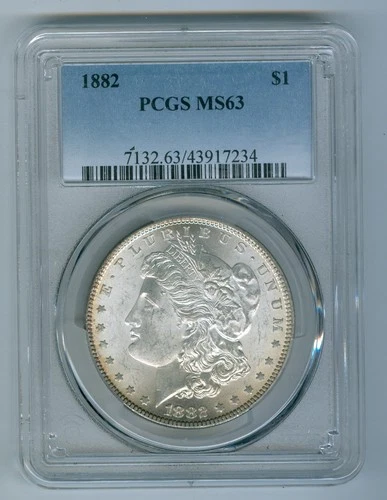 PCGS MS 63 1882-P MORGAN DOLLAR--CHOICE WHITE COIN