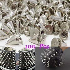 100 Piezas Punk Cono Metal Picos Remaches Tachuelas Tornillo para Ropa Chaqueta Cuero 10mm