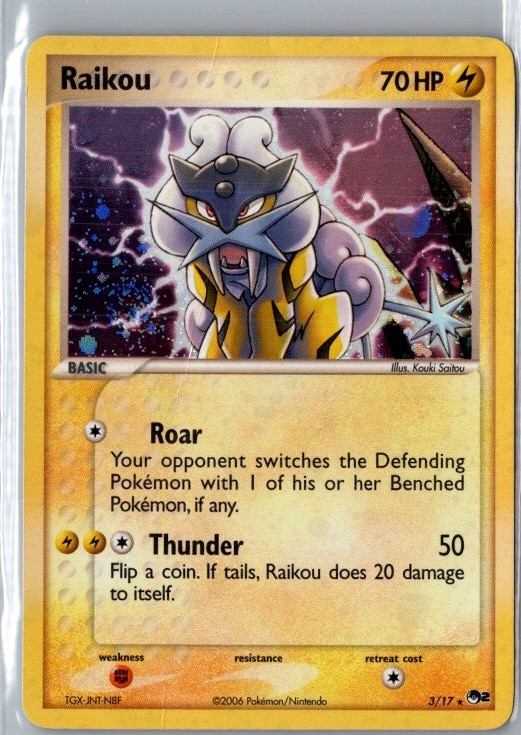 Pokémon 2006 TCG Raikou Holo Rare 3/17 Pop Series 2 NM
