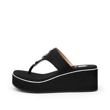 YELLOW BOX DAIZE BLACK WEDGE SANDAL MEDIUM WIDTH