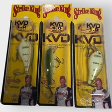 LOT OF 3 NEW Strike King KVD Square Bill Crankbait 1.0 Chartreuse Perch 668