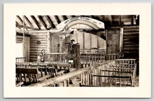 Rainbow Tabernacle West Yellowstone MT Interior View RPPC Montana Postcard W27