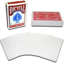 RED Back BLANK Face Magic Playing Cards by Bicycle Gaff Trick School Flash Craft