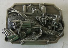 Siskiyou Buckle Company Farming Belt Buckle 1983 Pewter Tractor Barn Wagon Silo