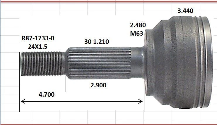 Подлинный передний левый приводной вал оси CV модели Tesla 1030615-00-B 2012-2016 - Изображение 2 из 3