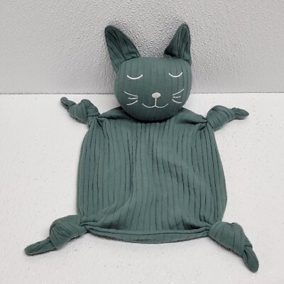 Kate Quinn Green Kitty Cat Security Blanket Baby Lovey