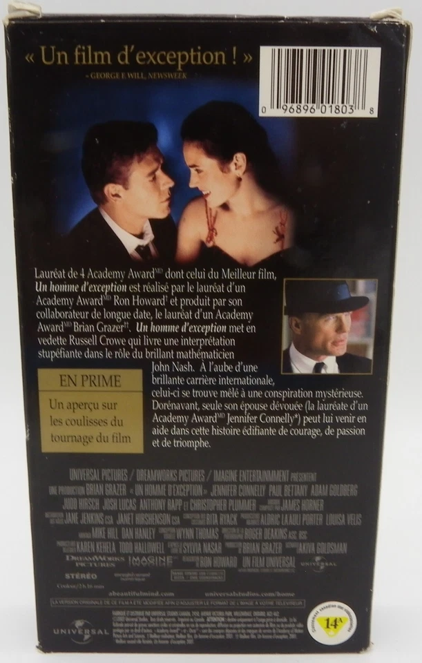 Un Homme D'Exception A Beautiful Mind VHS 2002 French Version Canadian Release - Image 2 of 4