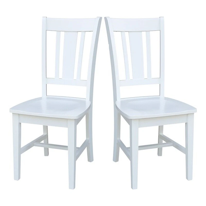 Set of Two San Remo Solid Wood Splatback Chairs in White - Image 2 of 4