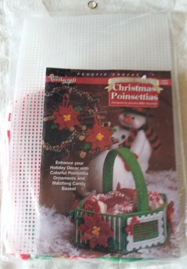 Kit de cesta adorno de canas de plástico de Navidad de flor de pascua ~ NUEVO Foto 2 de 3