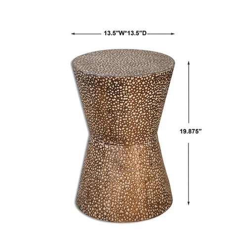 Uttermost Cutler Drum Shaped Contemporary Metal Accent Table in Bronze - Picture 4 of 4