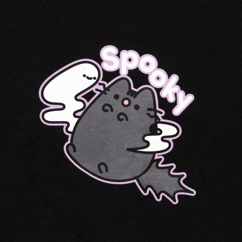 Sudadera con Capucha Pusheen el Gato Negra con Cremallera Halloween Unisex Tallas Algodón Gato Scaredy Foto 4 de 4