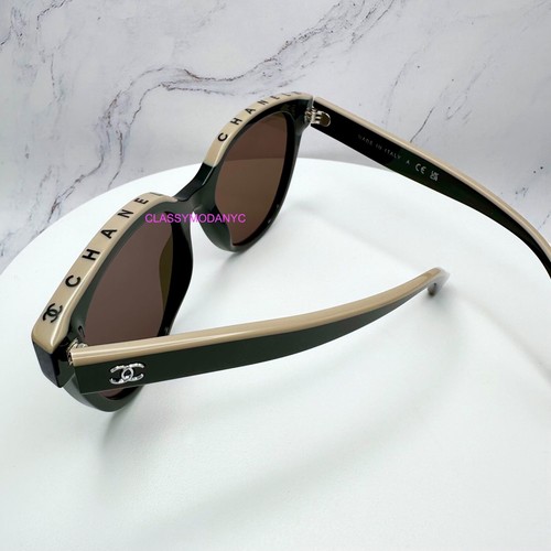 CHANEL New Sunglasses Black Interlocking CC Logo Top Beige Logo Round Butterfly - Picture 8 of 19