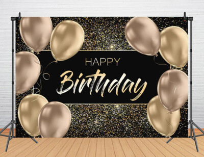Happy Birthday Backdrop Sparkling Glitter Bokeh Dots Birthday Party Decor Banner