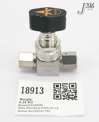 A  18913 FUJIKIN MANUAL DIAPHRAGM VALVE, 1/4