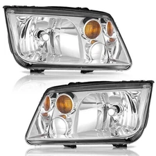 Pair Headlights Assembly For 1999-2005 Volkswagen Jetta Bora Chrome Headlamps