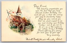 Greetings~Dear Friend~Entrance Gate @ Church Bldg~Made In USA~Vintage Postcard