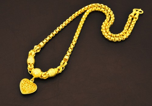Heart Gold Chain Necklace 22K 23K 24K 