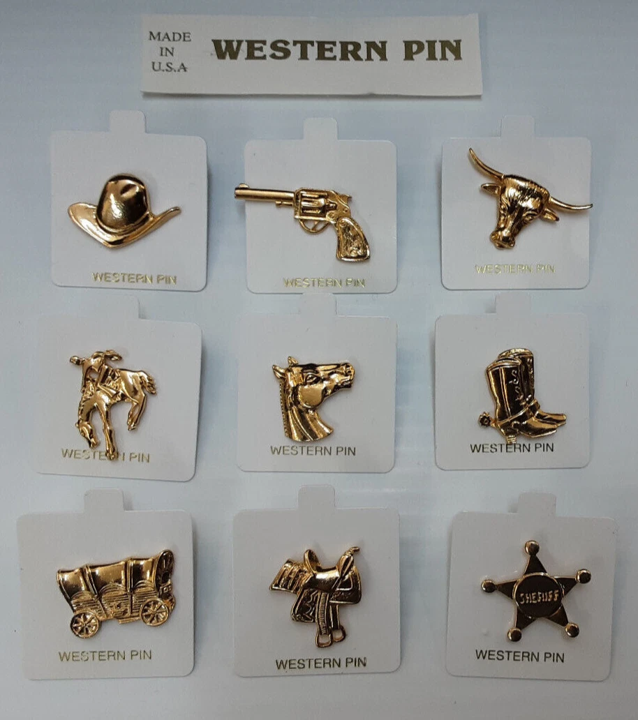 Vintage Gold Tone Western Tack Pins - Lapel, Hat Pin, or Tie Tack - You  Choose!