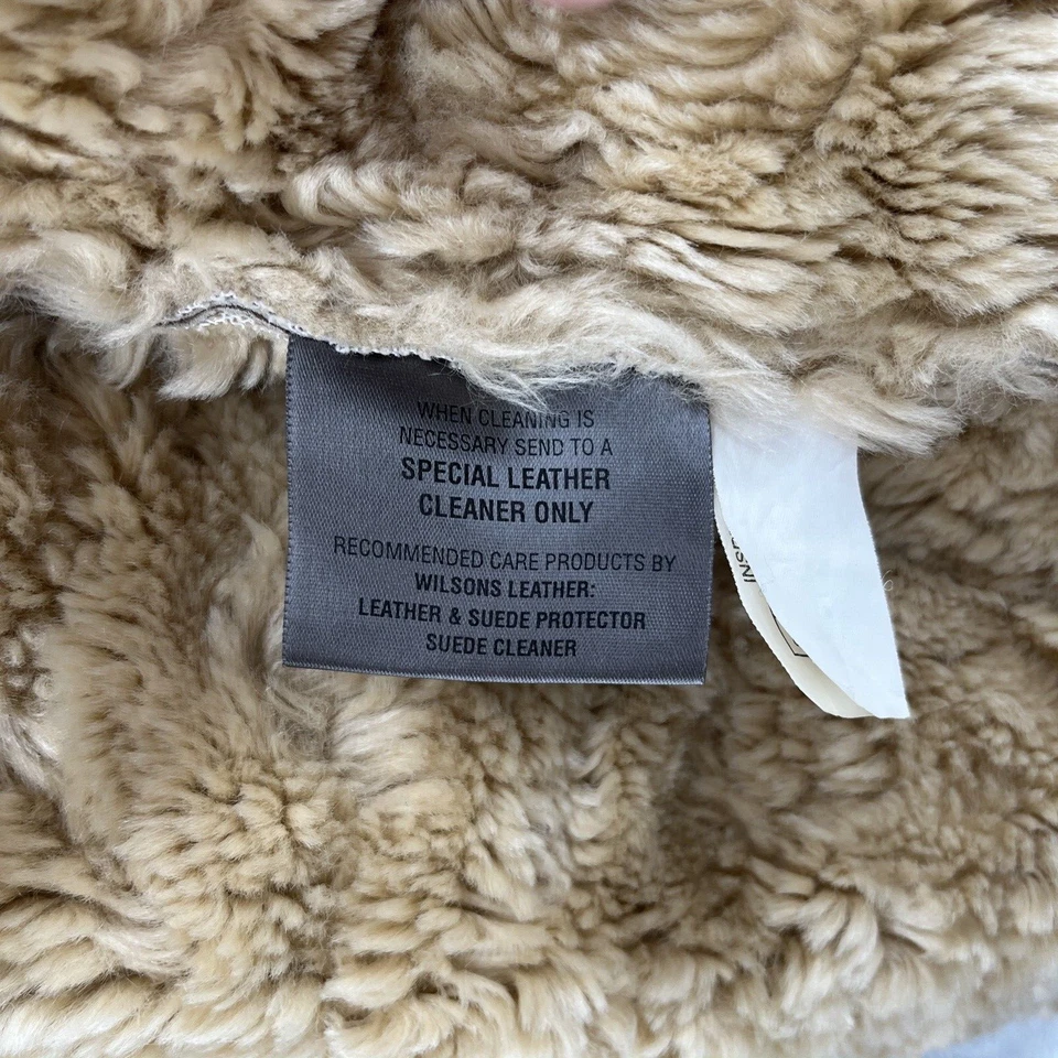 Chaqueta de Cuero Wilson’s Juvenil Grande Imitación Piel Sherling Forrada Gamuza Café Marrón Foto 3 de 4