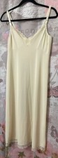 VTG SHADOWLINE Satin Full Dress Slip Women 34 Tall Ivory Nylon Silky USA Made