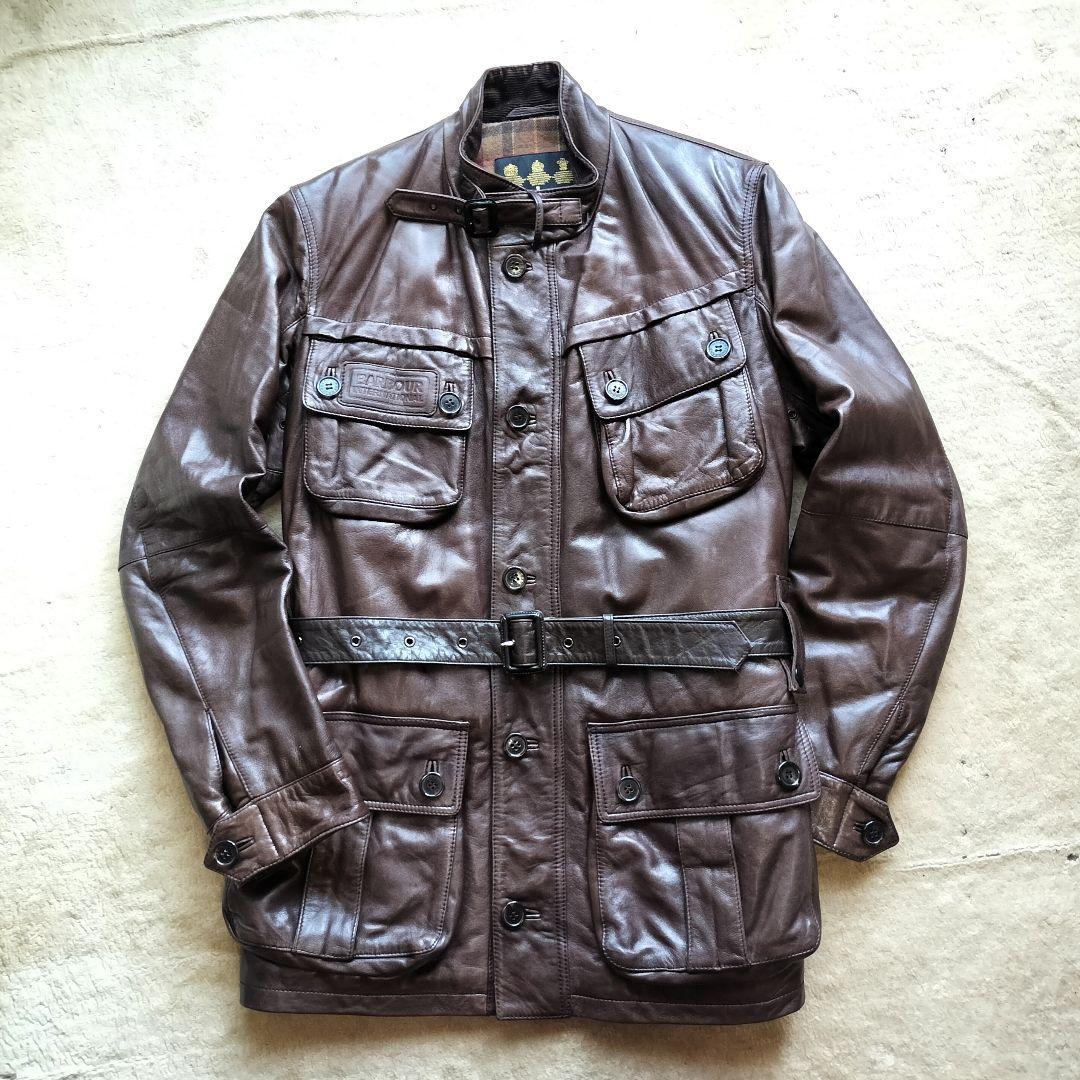 サリ Barbour leather international M Barbour Leather International Jacket M Brown Military Style