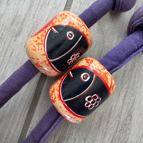 Borsa da spiaggia Sun N sabbia grande perline arancione viola pesce batik - Foto 4 di 10