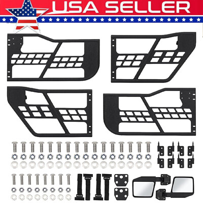 4 Set Tube Half Door w/Side View Mirror Off-Road For Jeep Wrangler JK