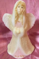 Fenton Art Glass Opal Sanded Angel, NIB, 8”x5”