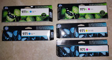 Lot of 5 Genuine OEM HP 971 Cyan, Magenta, Yellow Cartridges Expired 2018-NIB