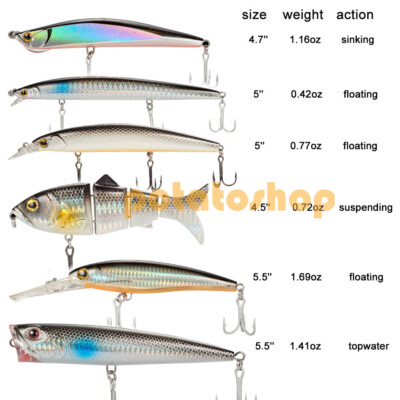6pcs Surf Fishing Sriper Lures Hard Lure Bait Kits Sinking Swimbait Bass |  eBay