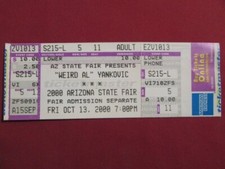 WEIRD AL YANKOVIC CONCERT TICKET 2000 RUNNING WITH SCISSORS ERA ARIZONA ST.FAIR