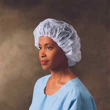 Halyard 69083 Tri-Layer Bouffant Cap White, Size Large, Case of 300