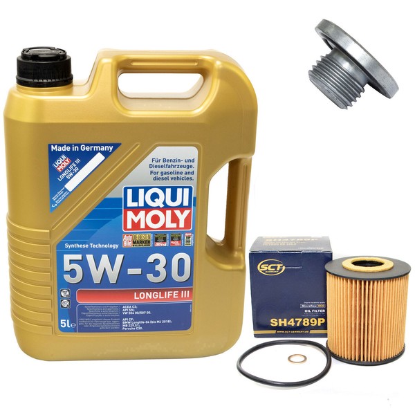 MotoröL Set 5W-30 5 Liter + ÖLfilter Sh 4789 P + Schraube FüR Bmw 3Er 5Er X5-image
