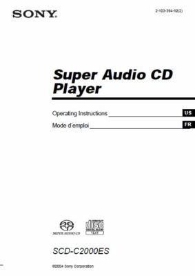 Sony SUPER AUDIO CD PLAYER SCD-C2000ES * MANUAL ONLY *