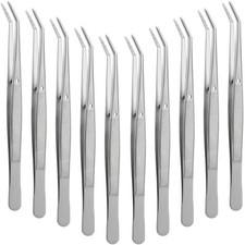 6/10 pinzas de acero inoxidable para manualidades con punta dentada curva
