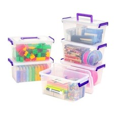 5 Qt. Plastic Craft Storage Container Bins 5 Qt. - 6 Pack Clear STACK CARRY