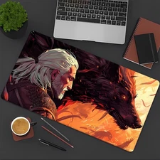 40*90cm Gaming Mouse Pad & Desk Mat - Non-Slip Rubber Base, Geralt of Rivia Fant