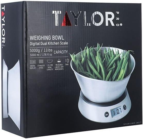 Taylor Pro Stainless Steel Dual 5kg Digital Kitchen Food Weighing Scale & Bowl