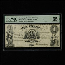 1852 Hungary Finance Ministry 1 Forint Pick#S141r1 PMG 65 EPQ Gem UNC Remainder