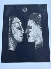 MID CENTURY PAINTING HEAD FACE ABSTRACT CUBIST ROMANIAN GREEK FAPPAS LISTED