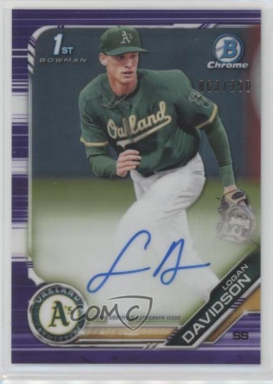 2019 Bowman Draft Chrome Pick Purple Refractor 63/250 Logan Davidson Auto 0t2