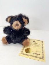 Vnt 1982 Rare Bear Genuine Mink Fur Teddy Plush Original Neck Tag Black Brown 6  